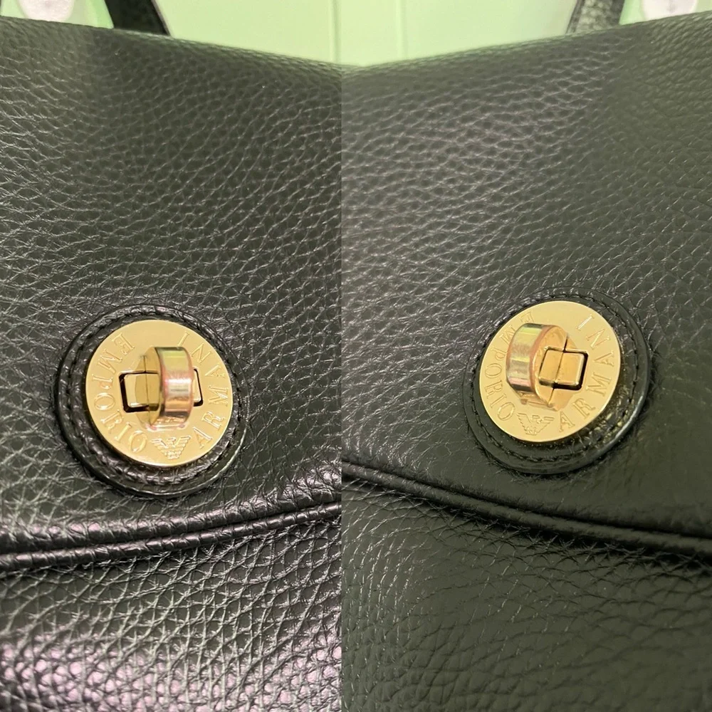 EMPORIO ARMANI Black Mini Backpack Synthetic Pebbled Leather Bag